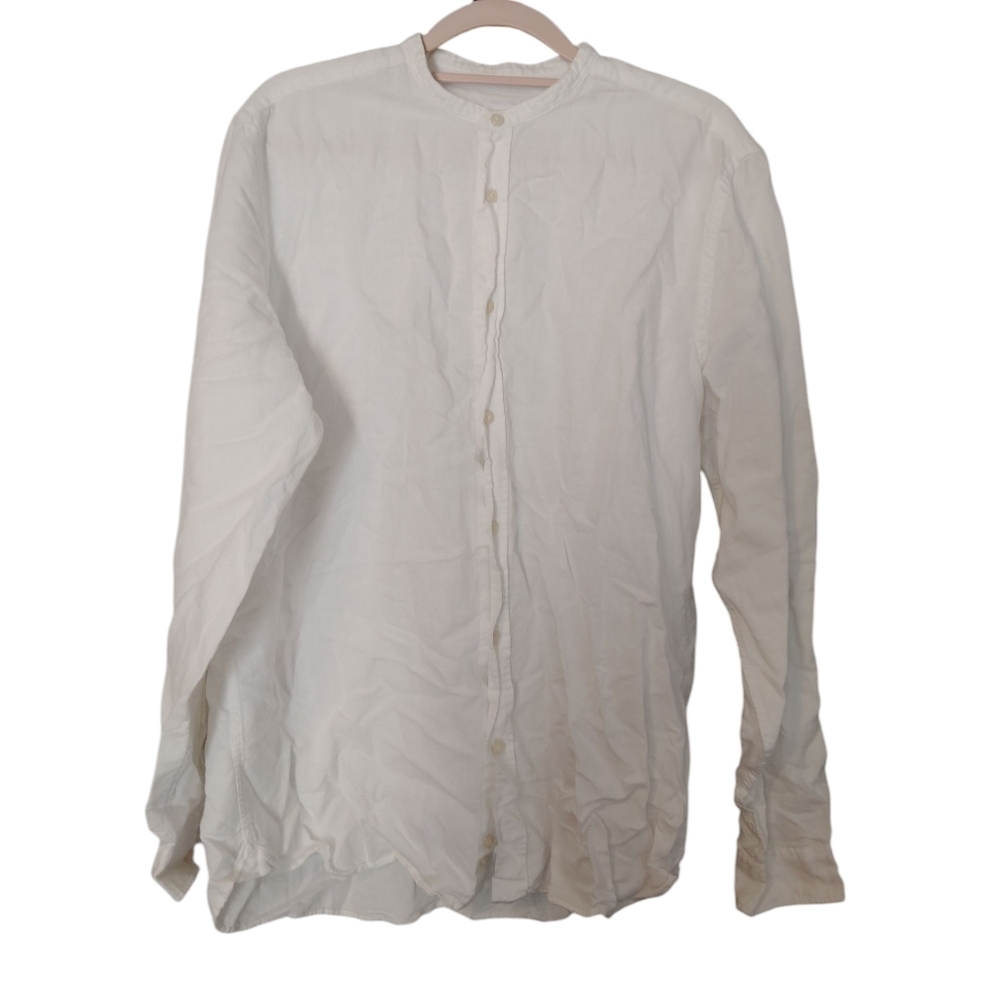 Zara Long Sleeve Button down Shirt White Size Medium Relaxed Fit